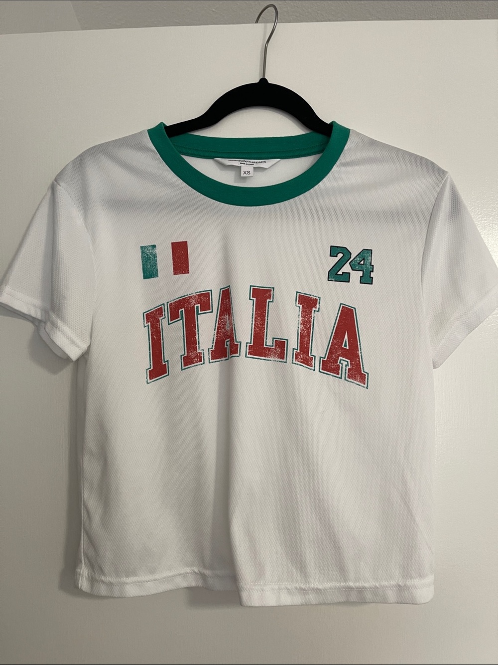 Grayson Threads White Italia Graphic Jersey with Green Trim